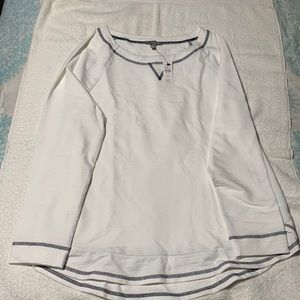 T by Talbots UPF 50+ Lightweight Pullover, Size LP, White NWT